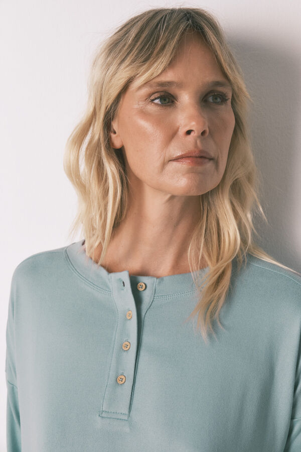 Women'secret T-shirt malha em camur&ccedil;a azul verde