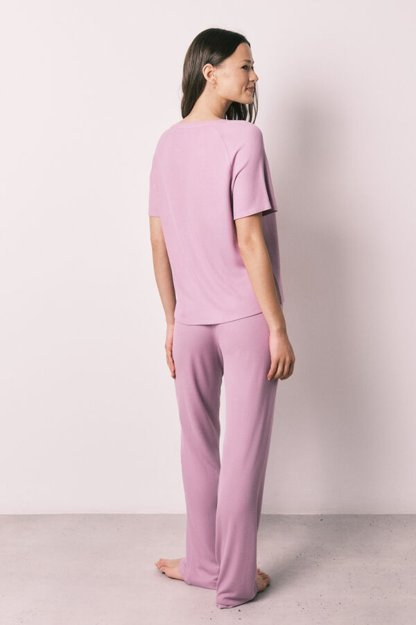 Women'secret Pijama Capri em tecido waffle rosa rosa