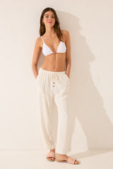 Women'secret White linen Capri trouser white