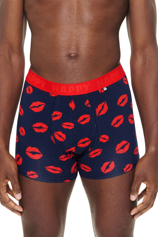 Happy Socks Pacote de cuecas boxer curtas Kisses azul