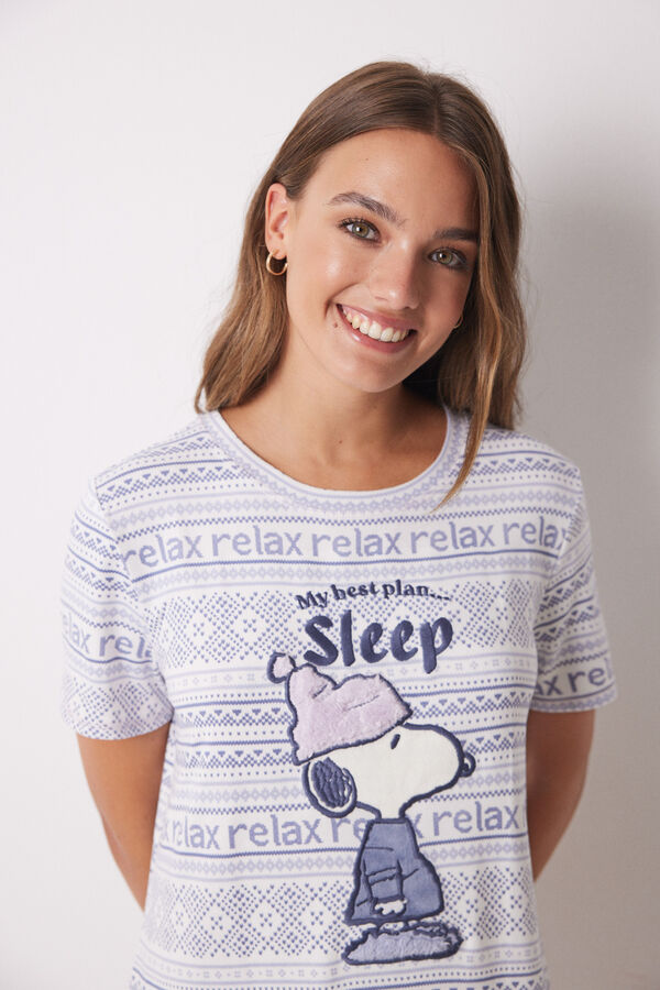 Womensecret Camisón midi súper soft Snoopy blanco