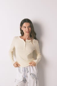 Women'secret T-shirt manga comprida em algod&atilde;o amarelo