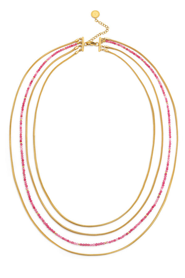 Singularu Colar Cleopatra Pink A&ccedil;o Banho Ouro estampado