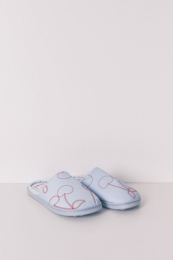 Women'secret Chinelos de quarto de cerejas azuis azul