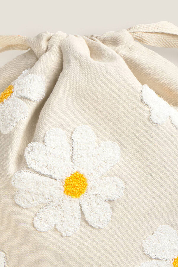 Textura Mala de algod&atilde;o floral cinzento