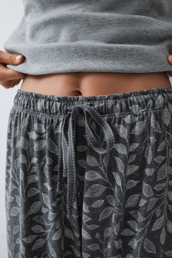 Women'secret Cal&ccedil;a comprida em algod&atilde;o folgada cinza cinzento
