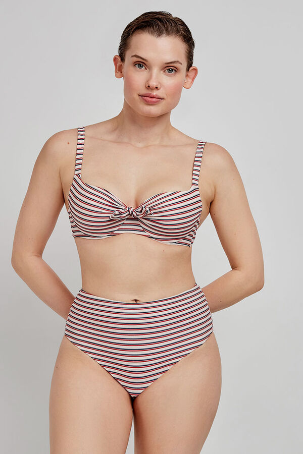 Gisela Cueca de biquíni alta com estampado riscas multicolor estampado