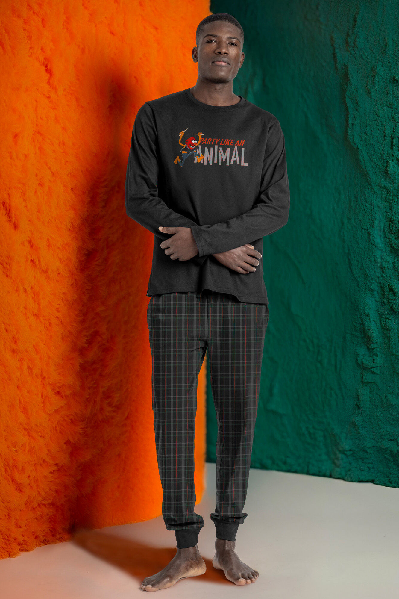 Admas Pijama comprido xadrez Muppets 100% algod&atilde;o de homem