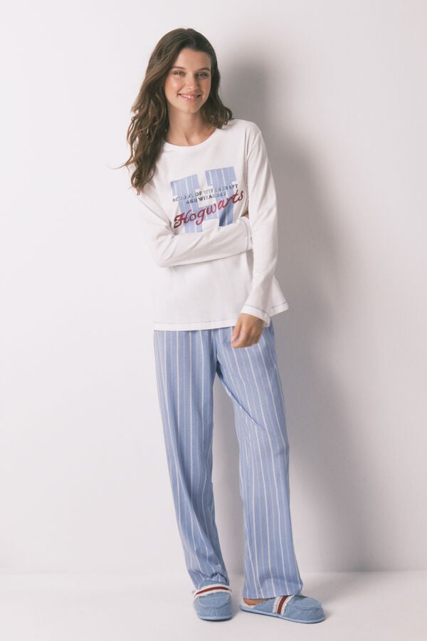 Women'secret Pijama comprido de algodão riscas Harry Potter bege