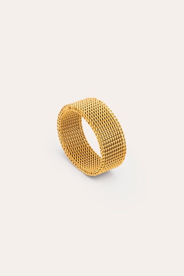 Singularu Anillo Mesh Acero Baño Oro 12 amarillo
