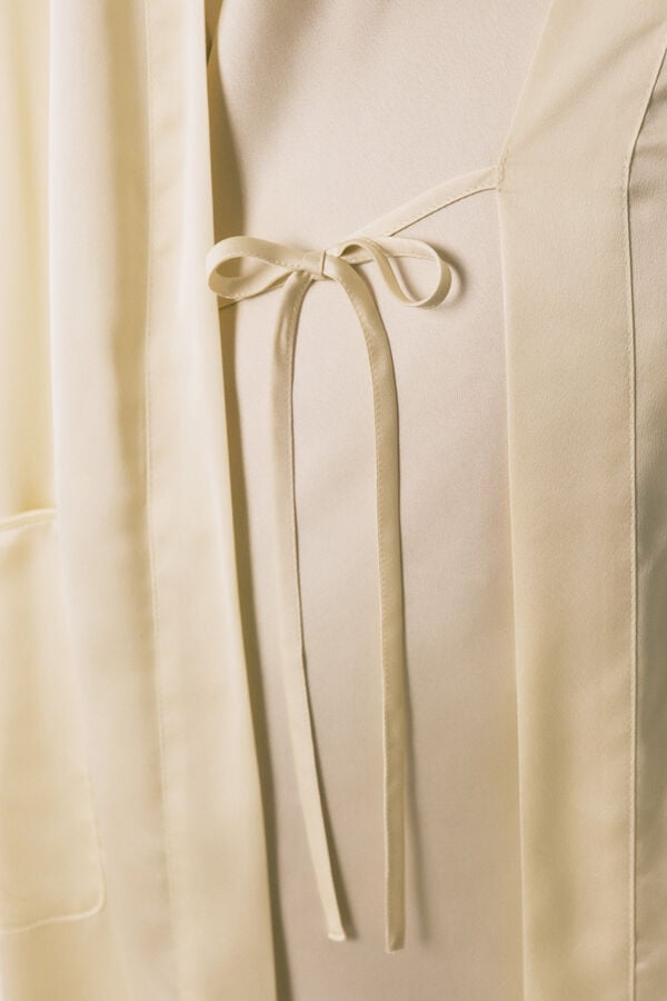 Women'secret Robe curta cetim amarela estampado