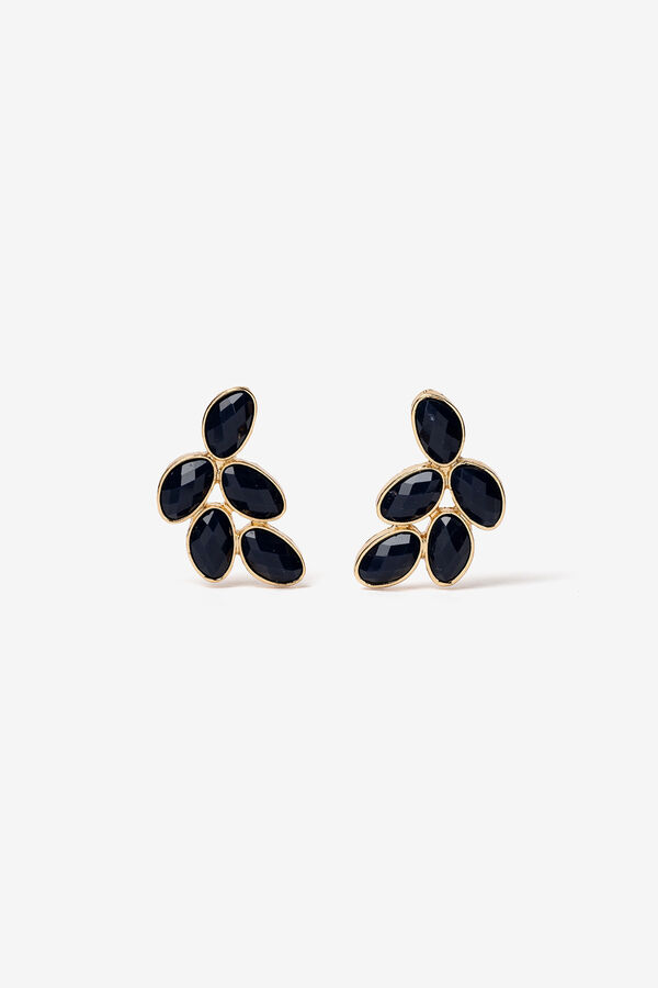 Vilanova Pendientes florales oro con piedras azul azul