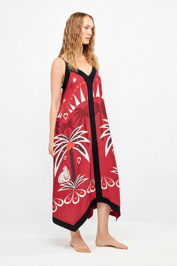 Gisela Vestido al&ccedil;as finas estampado &eacute;tnico in & out branco