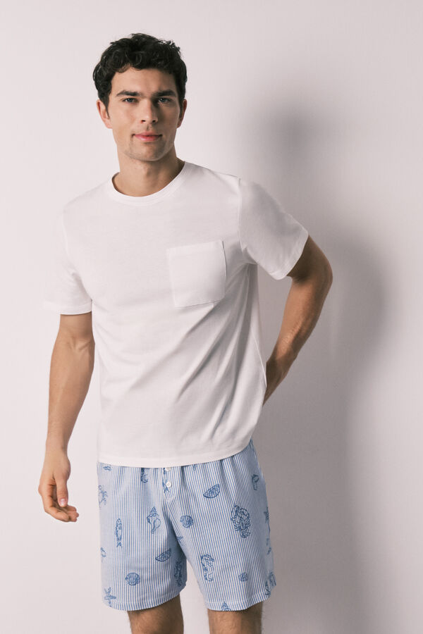 Women'secret Pijama curto de homem em algod&atilde;o Family Collection bege