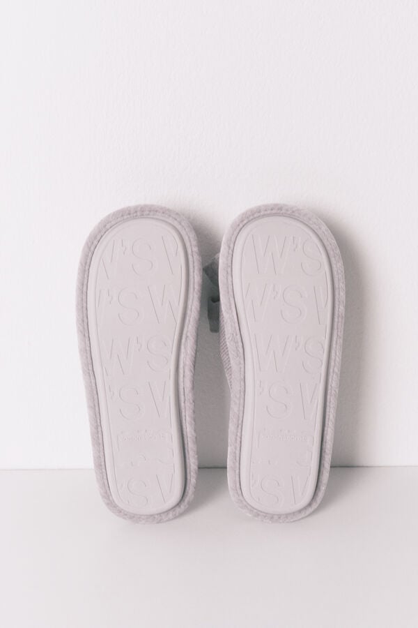 Women'secret Chinelos de quarto fechadas de chenille cinza cinzento