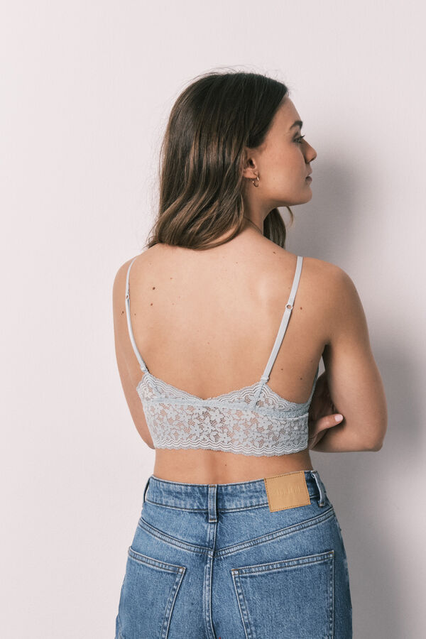 Women'secret Soutien bralette triangular em renda azul azul