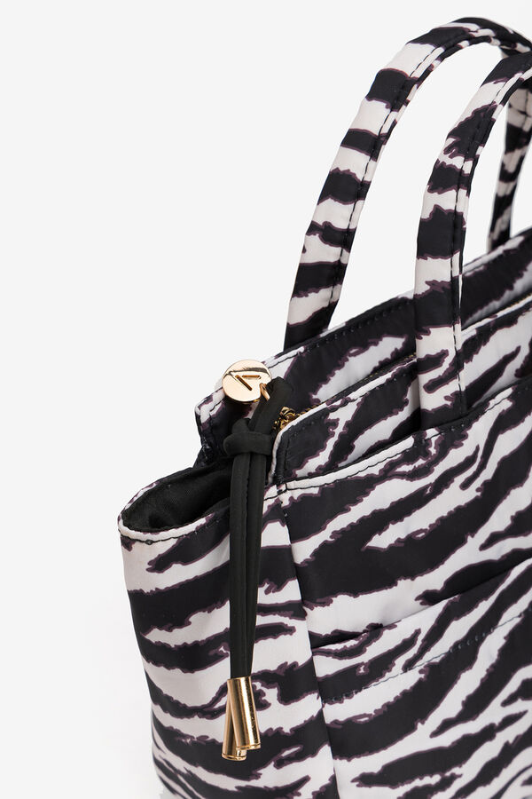 Vilanova Mala acolchoada com estampado de zebra cinzento