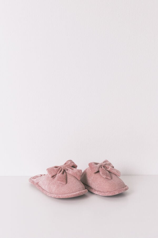Women'secret Chinelos de quarto fechadas de chenille rosa rosa