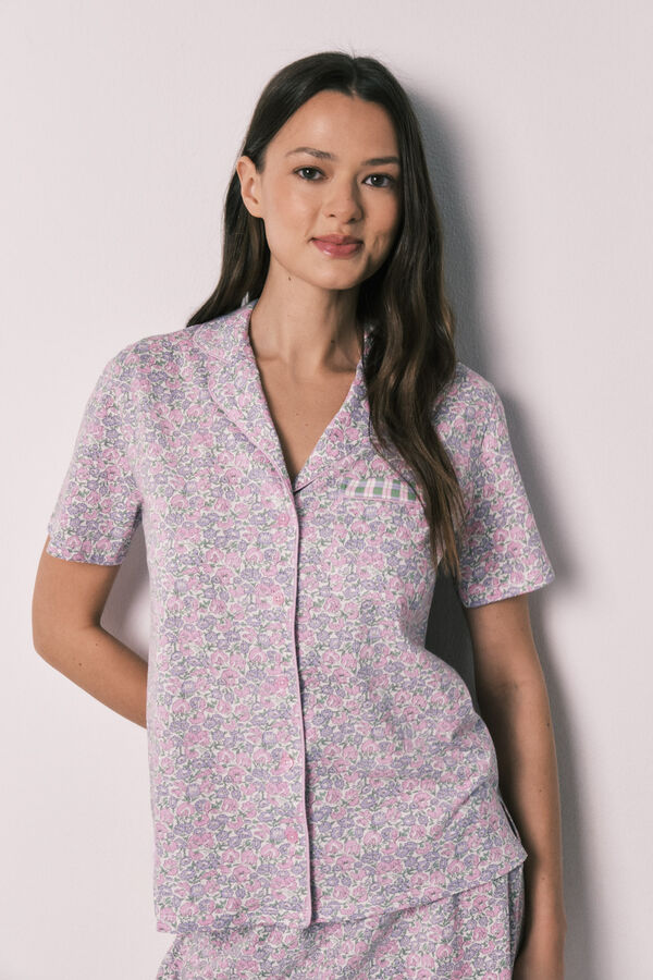 Women'secret Pijama corto camisero algod&oacute;n florecitas estampado