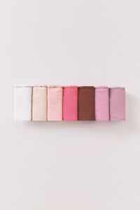 Women'secret Pack 7 bragas cl&aacute;sicas algod&oacute;n rosa