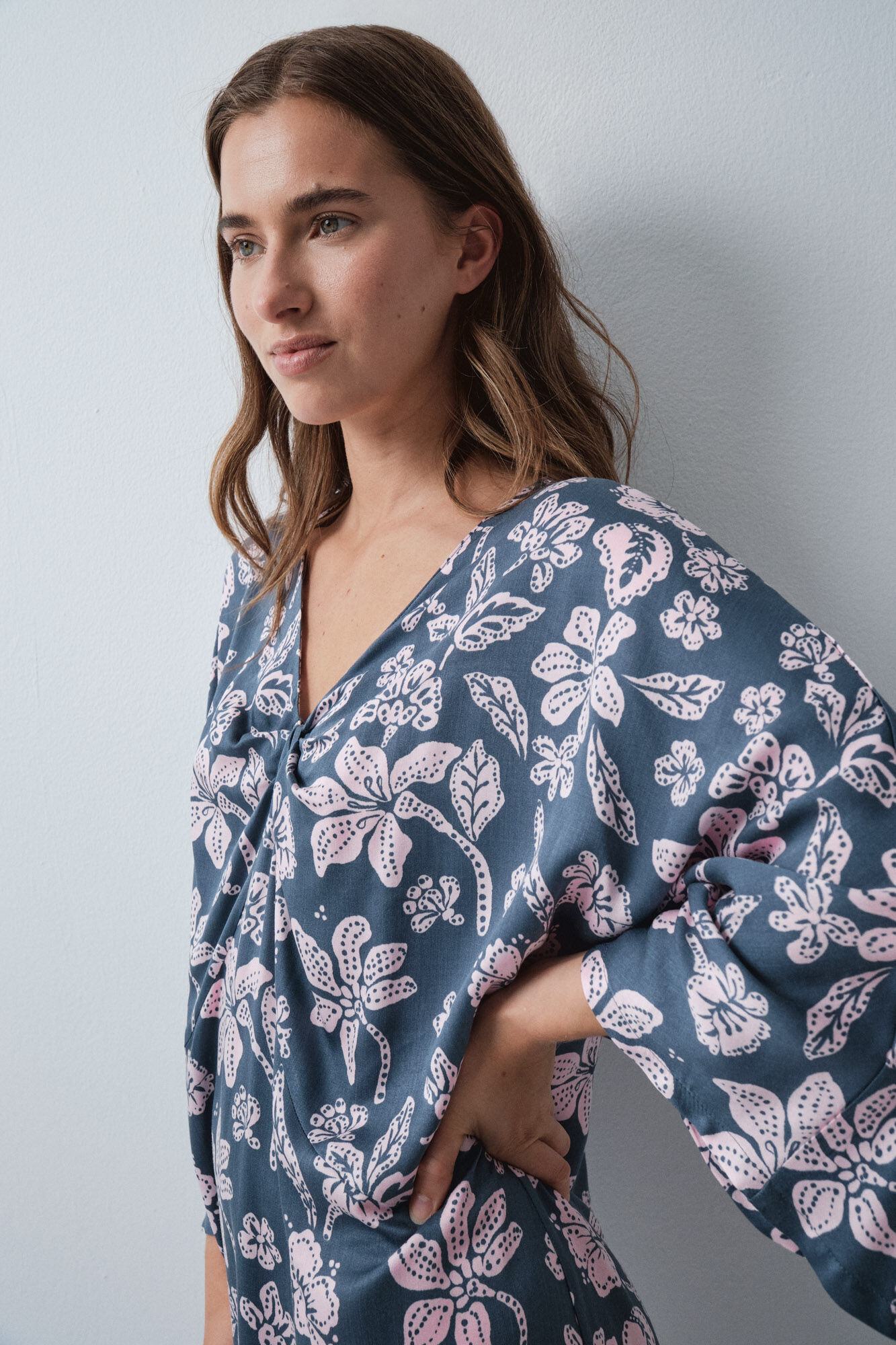 Women'secret Vestido caft&atilde; em viscose estampado floral verde