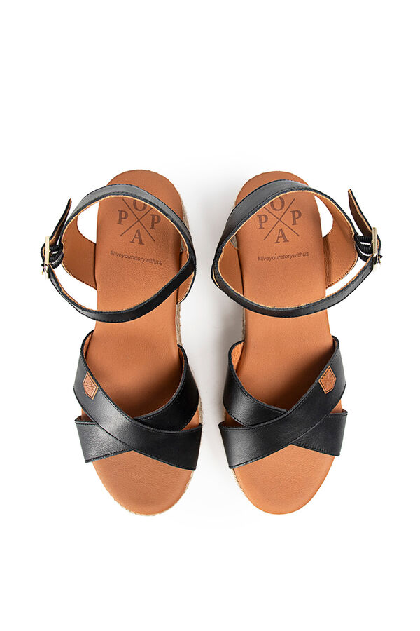 Womensecret Clifton leather heeled wedge sandal noir