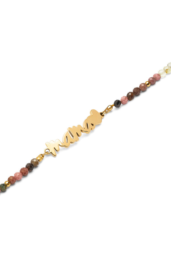 Singularu Mom Heart Tourmaline Bracelet Gold Plated Steel printed