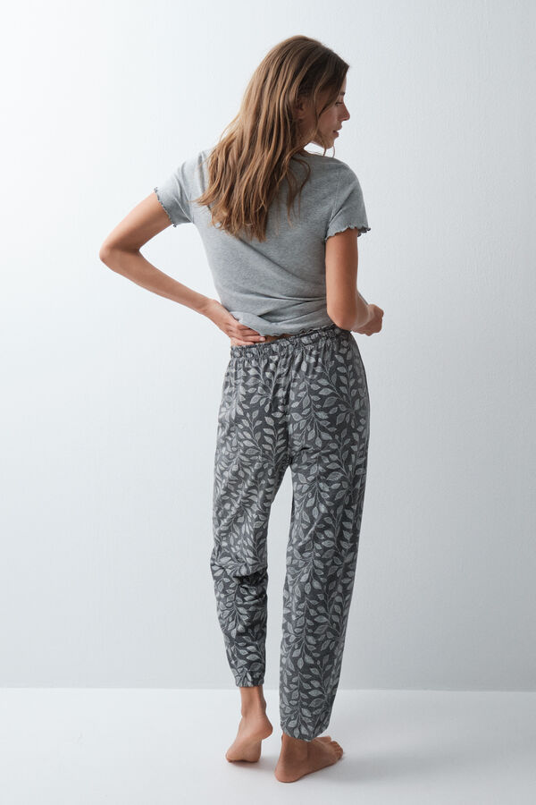 Women'secret Cal&ccedil;a comprida em algod&atilde;o folgada cinza cinzento
