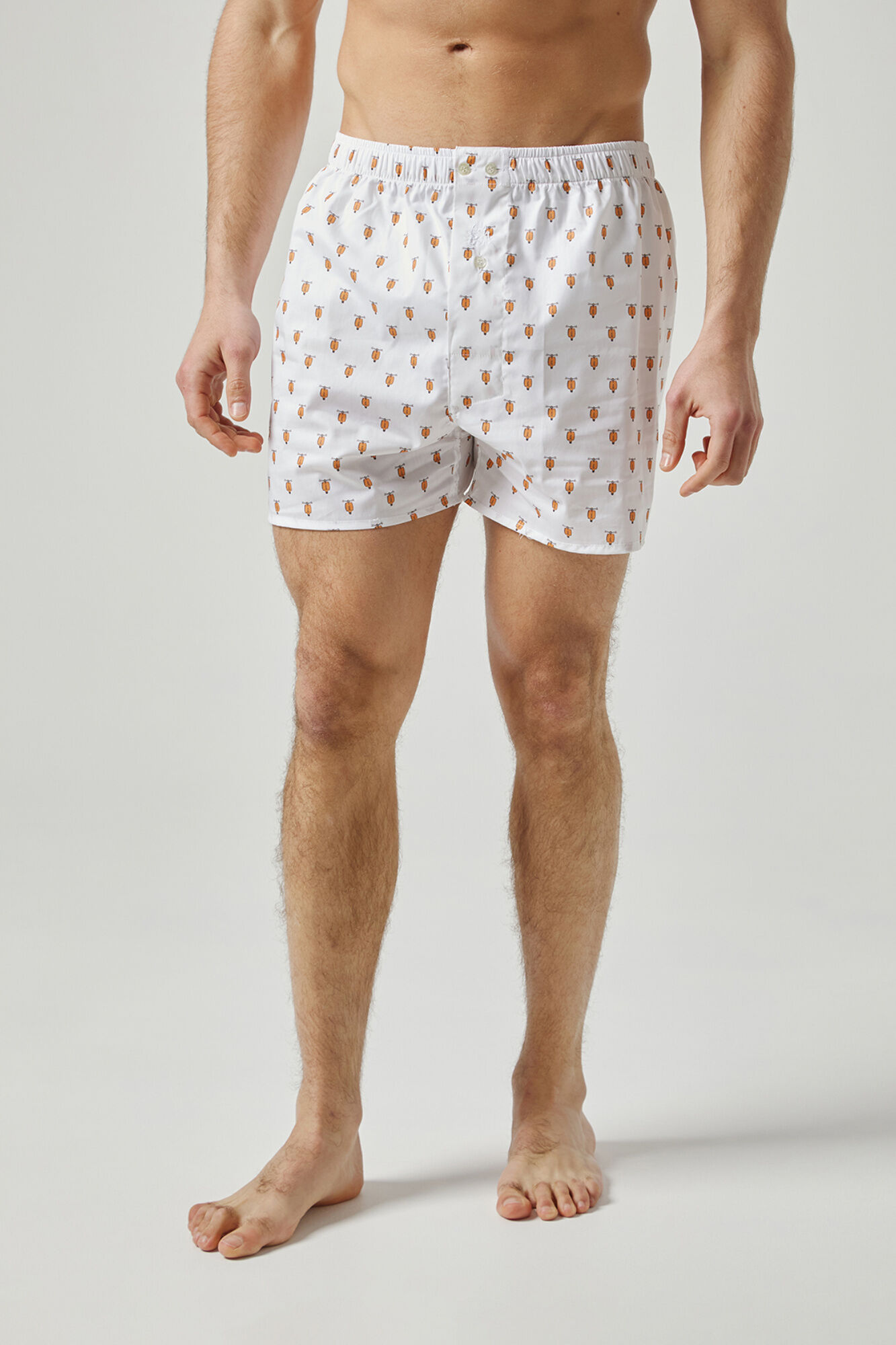 Kiff-Kiff Boxer em algod&atilde;o estampado mota laranja