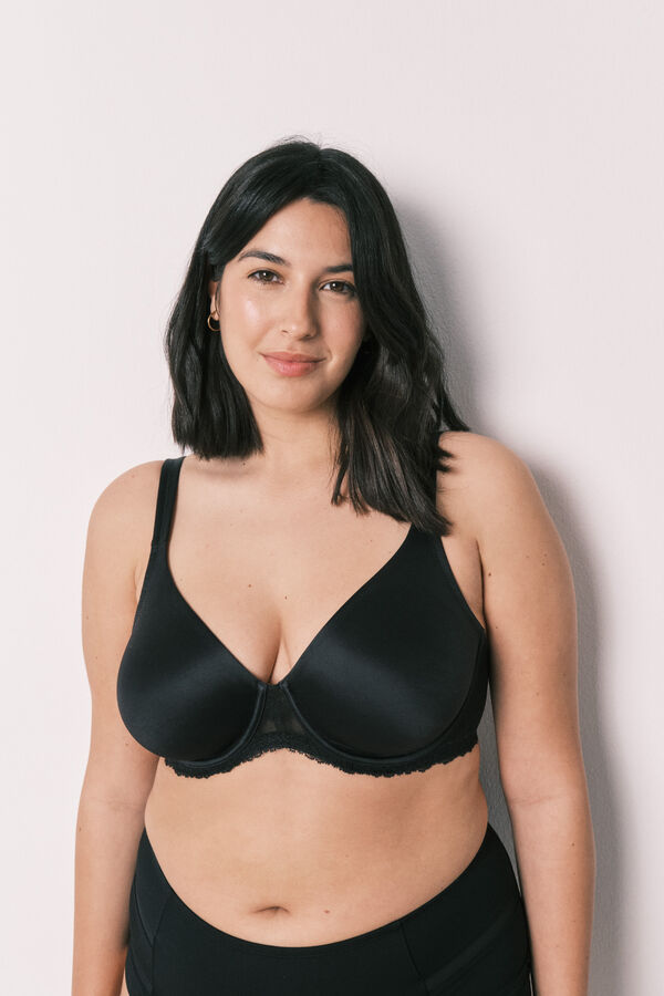 Women'secret Soutien redutor em microfibra e renda preto REAL preto
