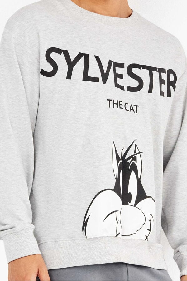 Gisela Conjunto de pijama masculino Sylvester em malha malha cinzento