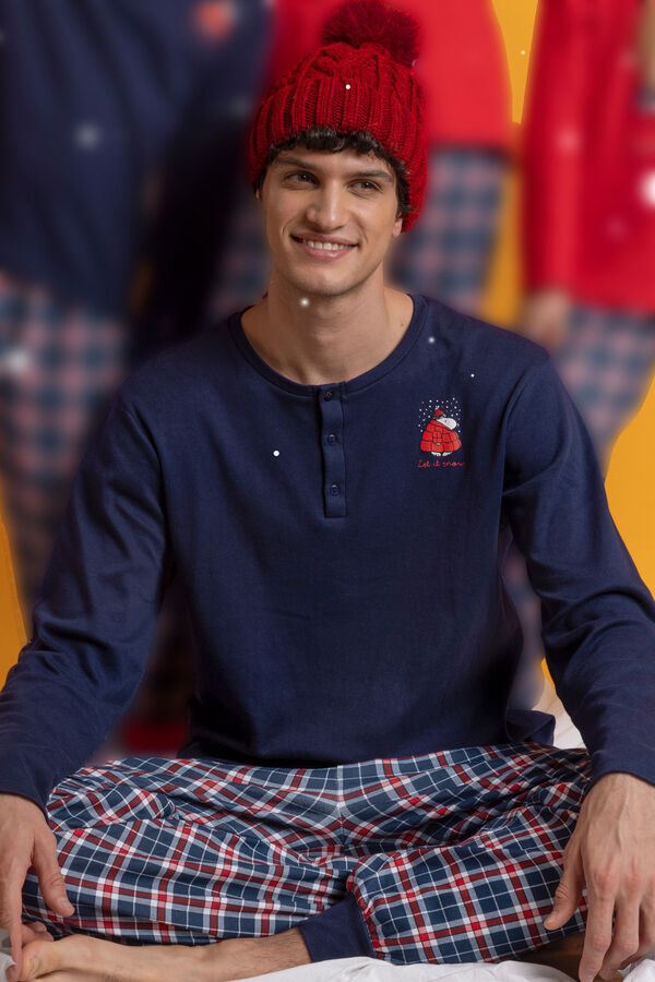 Admas Pijama de Homem da Neve A azul