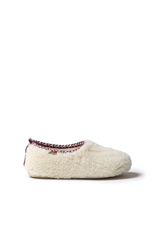 Womensecret Women's babouche-style slippers in white faux shearling beige