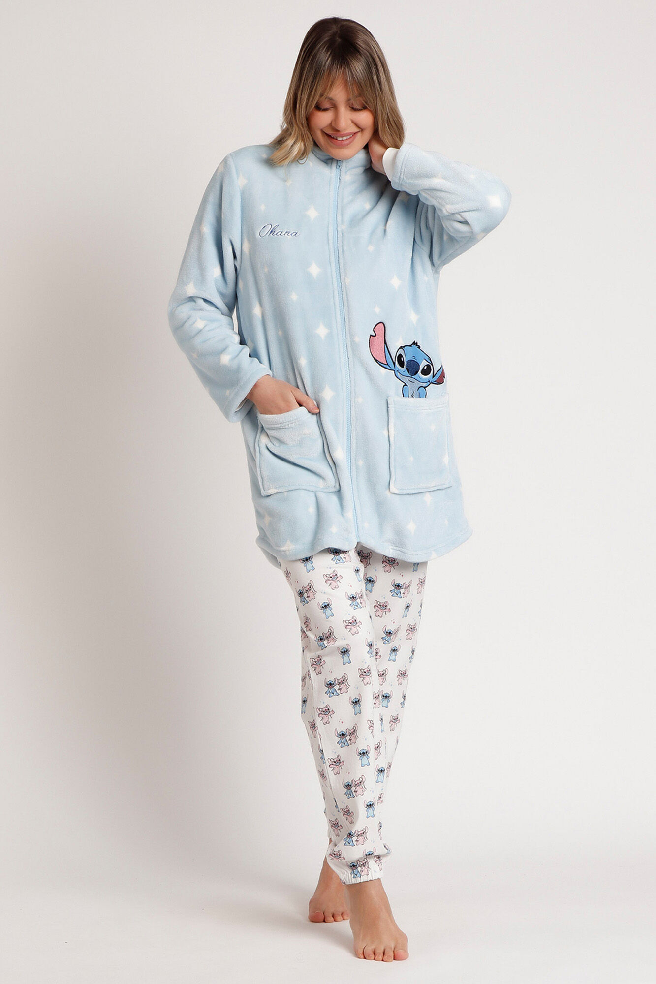 Admas Robe curta de veludo Stich para mulher