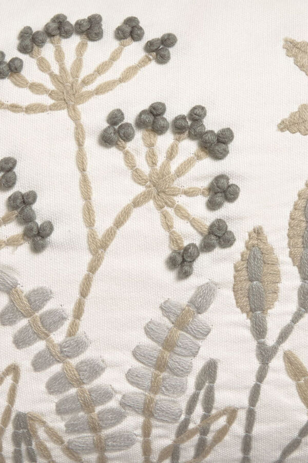 Textura Capa travesseiro algodão folhas e flores bege