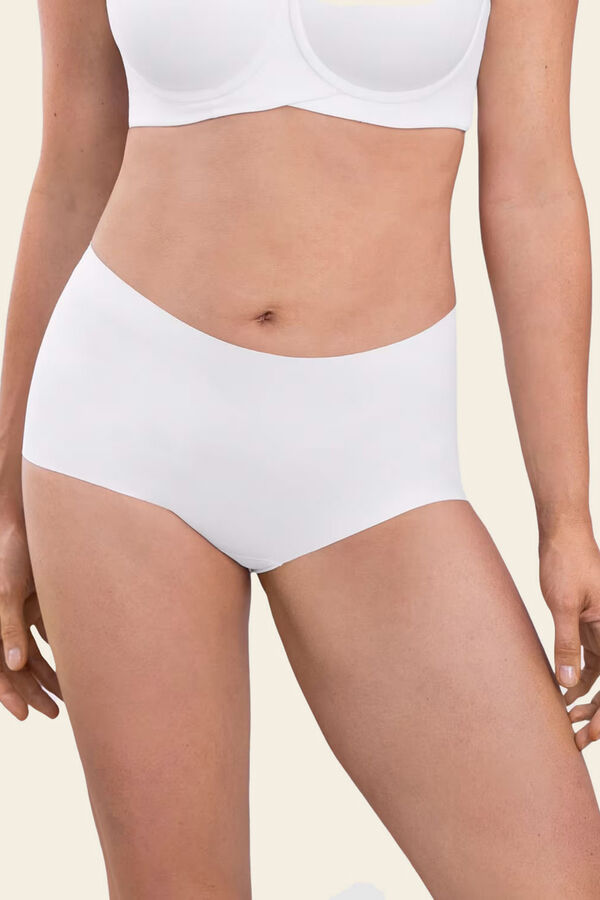 Leonisa Cueca boxer de cintura alta com efeito invis&iacute;vel branco