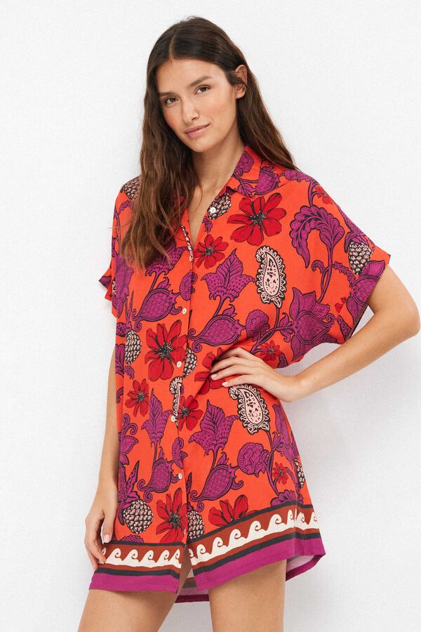 Gisela Camisola estampado floral tropical branco