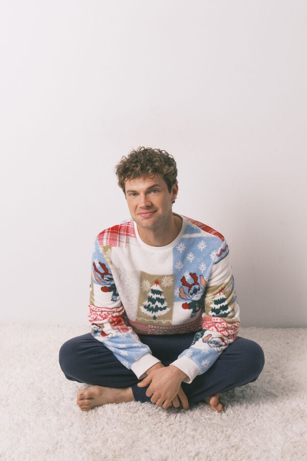 Women'secret Pijama de polar masculino Stitch estampado