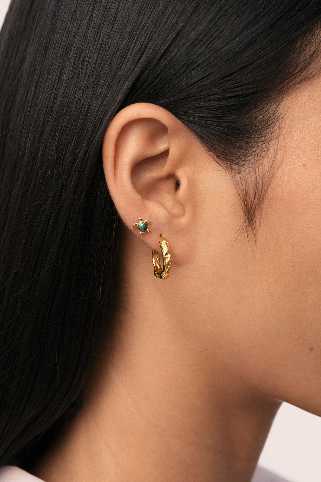 Singularu Pendiente Suelto Tortuga Ba&ntilde;o Oro