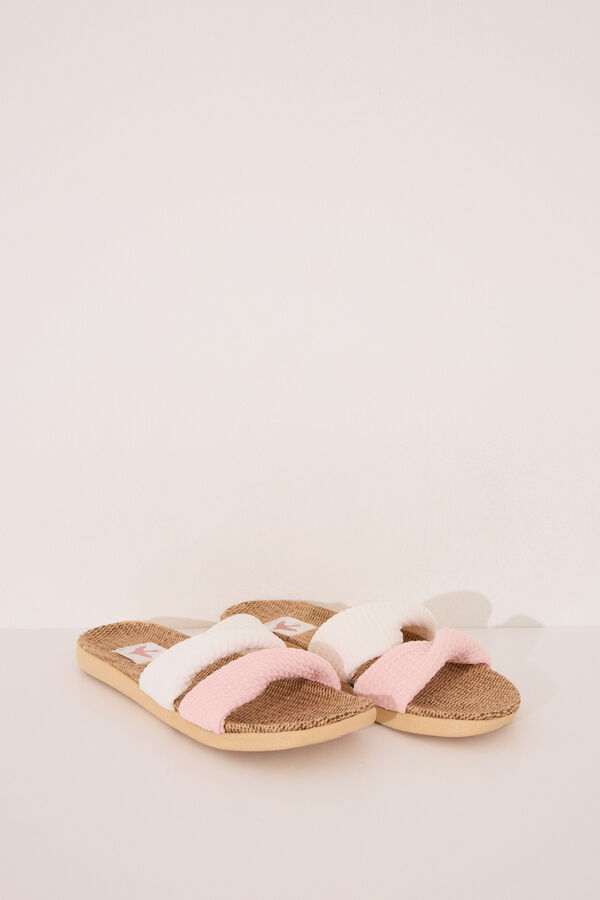 Women'secret Open raffia knot slippers white
