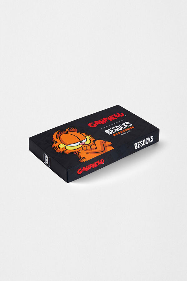 Besocks Pacote com 3 pares de meias de algod&atilde;o org&acirc;nico Garfield Besocks estampado