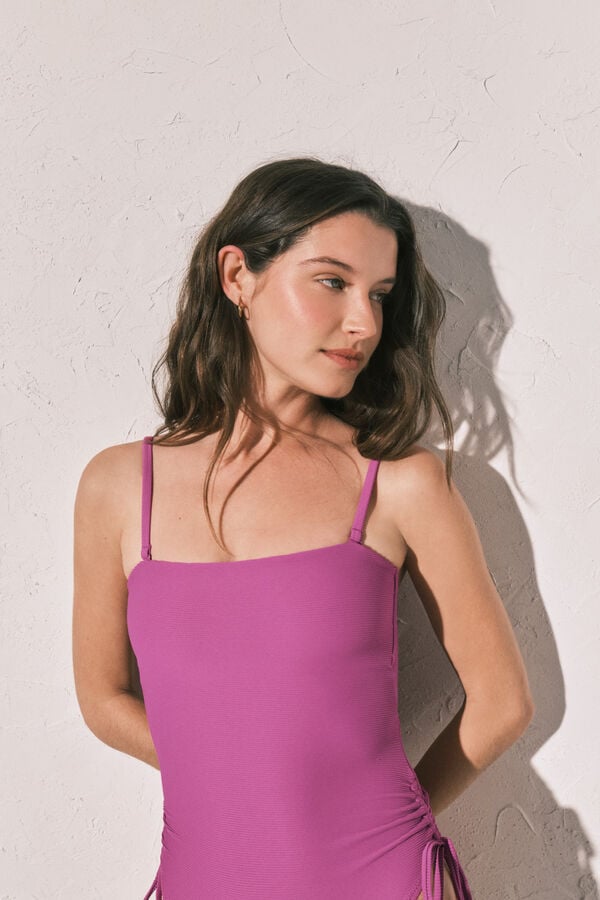 Women'secret Fato de banho bandeau canelado gren&aacute; rosa