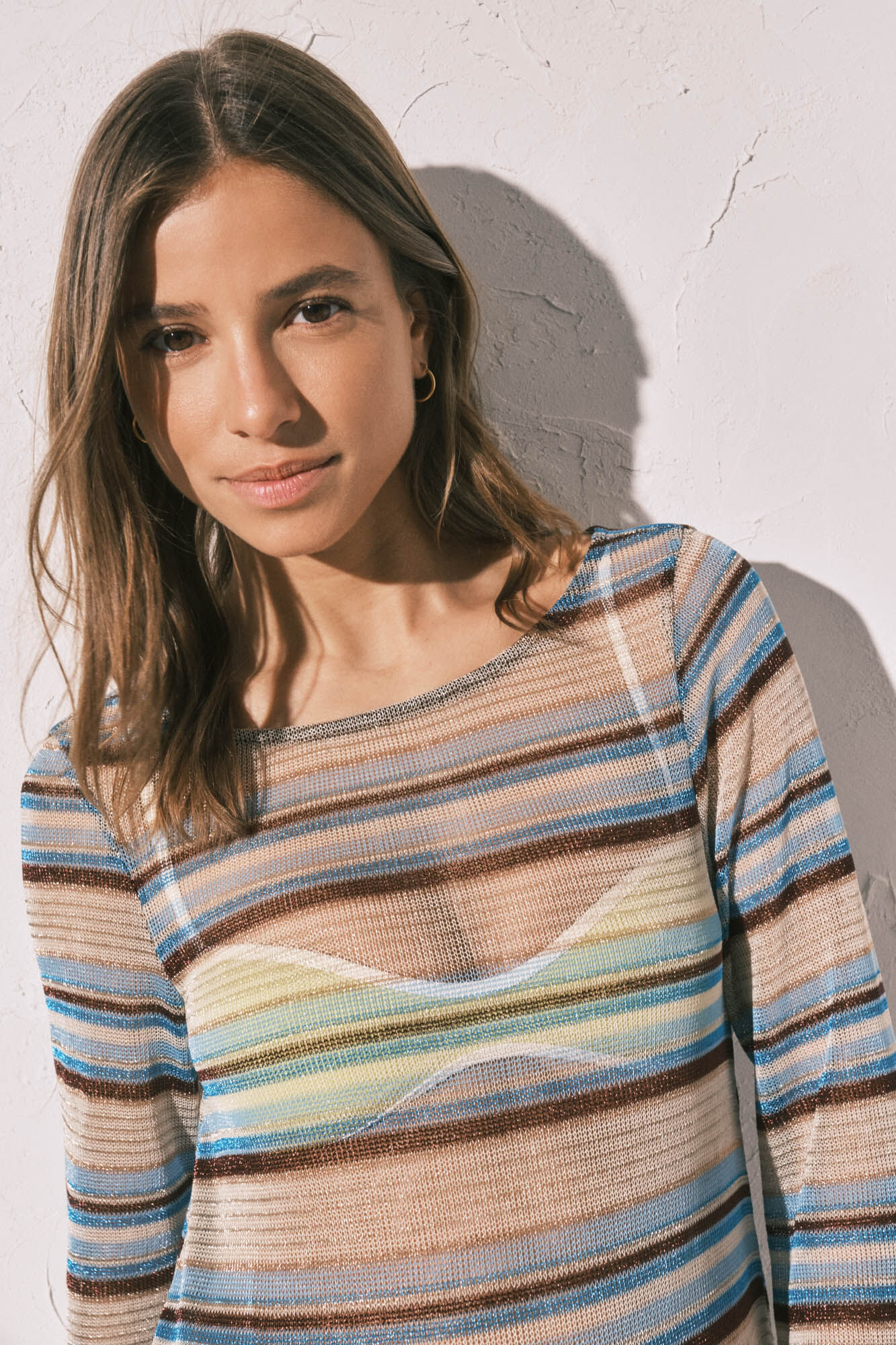 Women'secret Vestido t&uacute;nica corta estampado rayas lurex