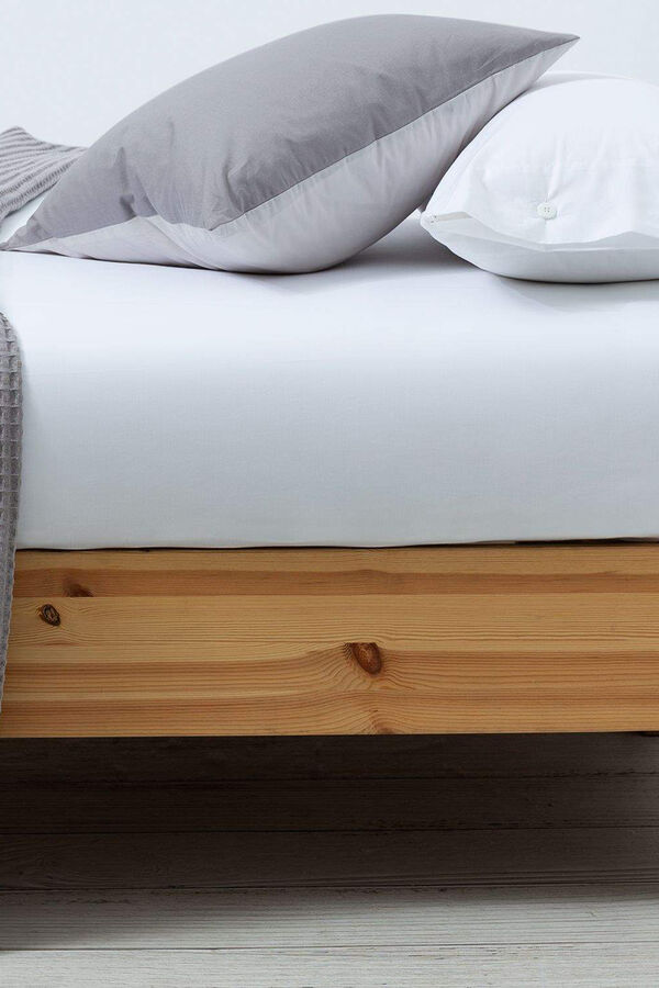 Textura Lençol de baixo algodão percal. Cama 150-160 cm. branco