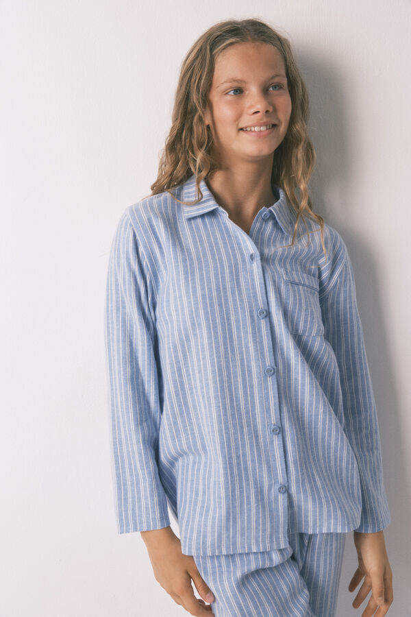 Women'secret Pijama infantil camisa às riscas, 100% algodão azul