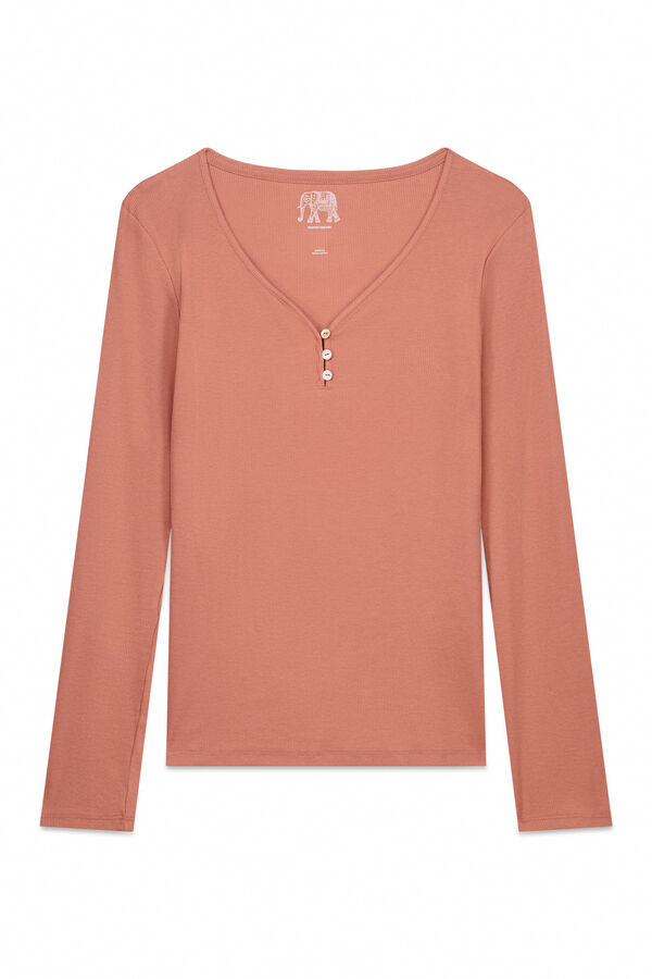 Women'secret T-shirt de padeiro de algodão marrom vermelho