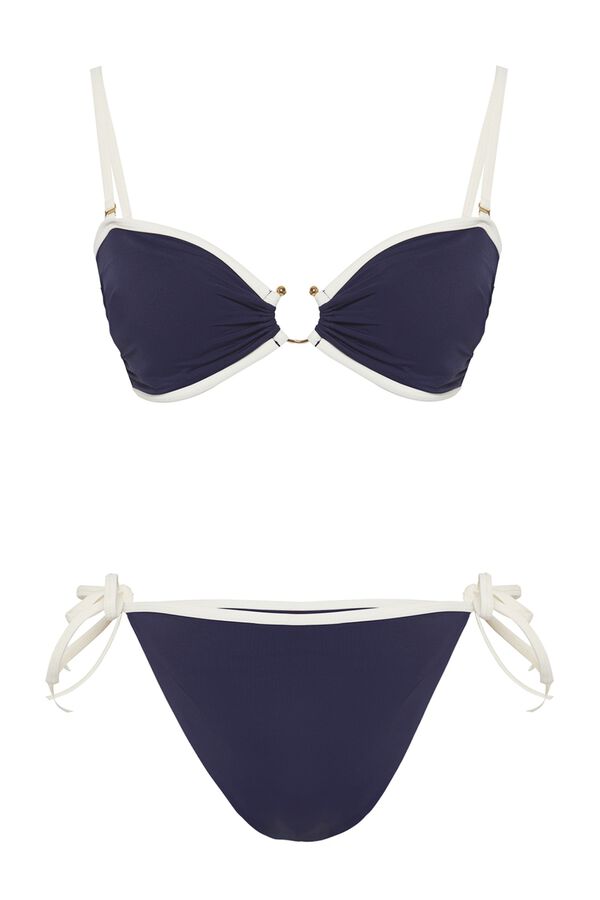 Trendyol Conjunto de biqu&iacute;ni bandeau com la&ccedil;os azul