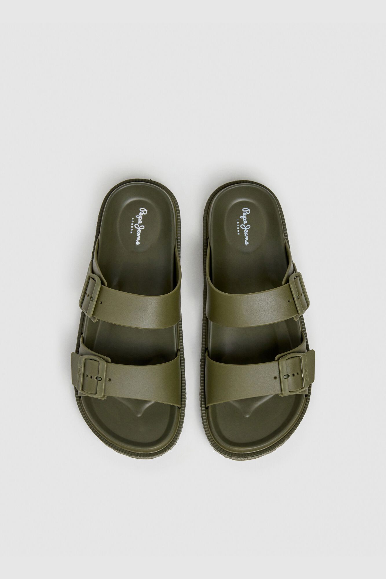 Pepe Jeans Sand&aacute;lia de tiras duplas militar