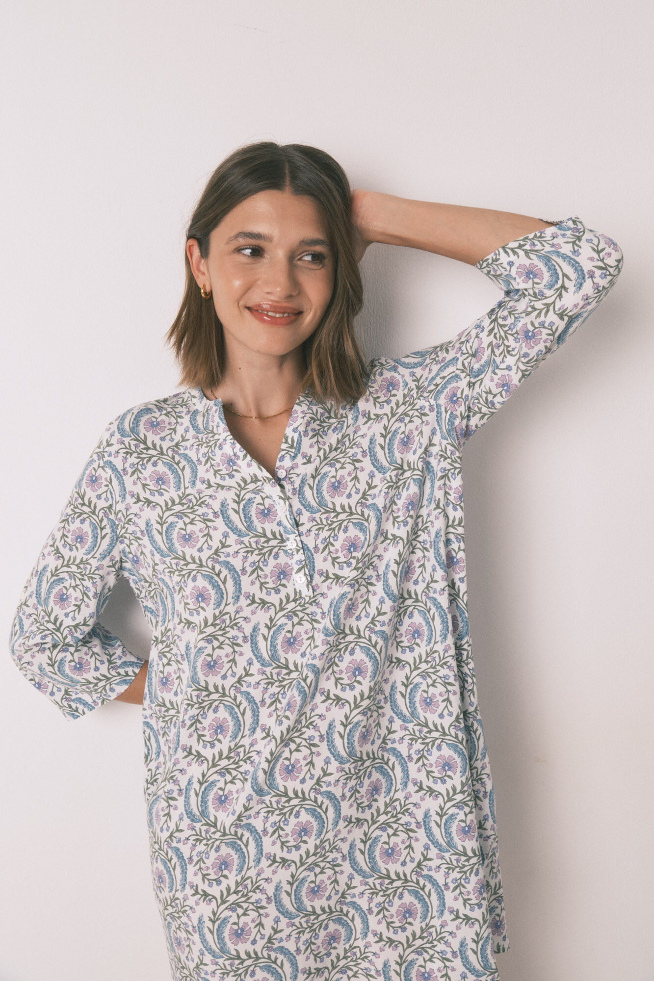 Women'secret Camisola floral verde com manga 3/4