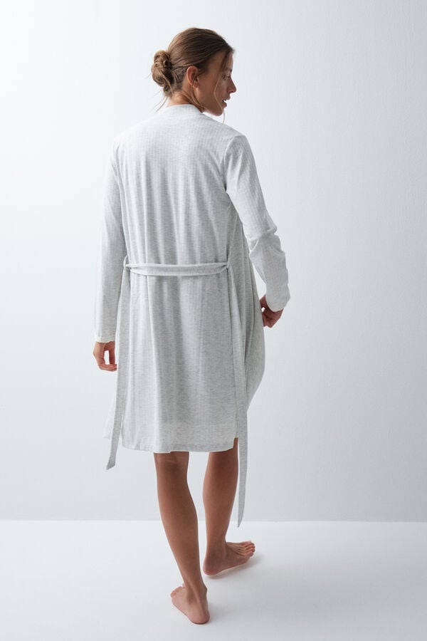 Women'secret Robe comprida com cinto cinza cinzento